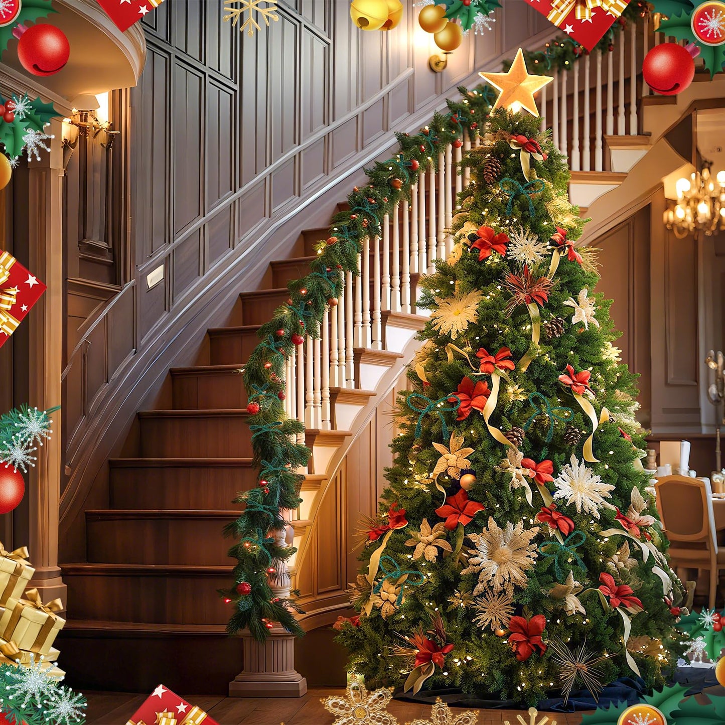 20 Pcs 20 Inches Christmas Garland Ties Christmas Decorative Twist Ties Reusable and Flexible Banister Ties Garland Ties for Garland, Banister Home Decoration