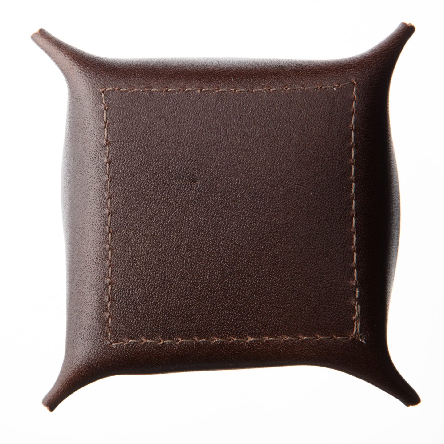 USA Handmade Premium Leather Valet Tray, Jewelry Organizer With Brass Rivets (Dark Walnut Brown, Mini)
