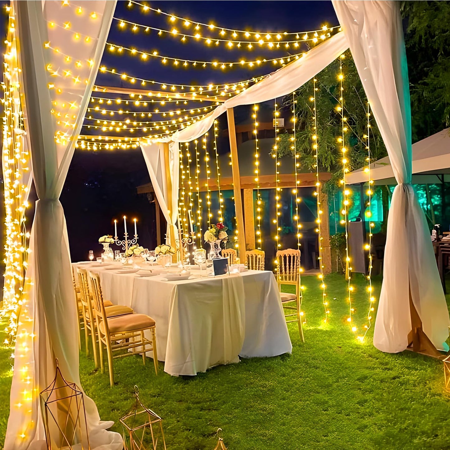 KNONEW 403ft 1000 LED Christmas String Lights Outdoor 8 Modes & Timer Fairy Light Plug in Waterproof LED Wedding Lights for Xmas Yard Tree Party Holiday Decor (Warm White)
