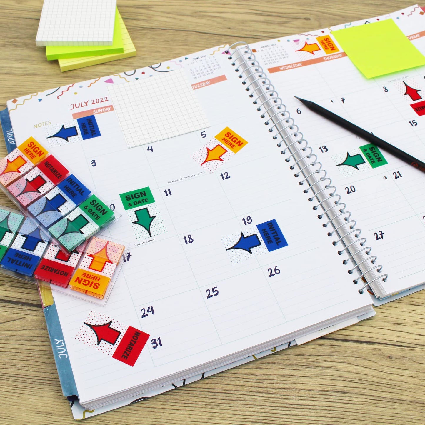 Message Flags Assorted Color, "Sign Here"/"Notarize"/"Initial Here"/"Sign and Date", 800 Pages Total, 0.98 x 1.77 Inch Wide, Easy to Post, 4 On-The-Go Dispensers/Pack