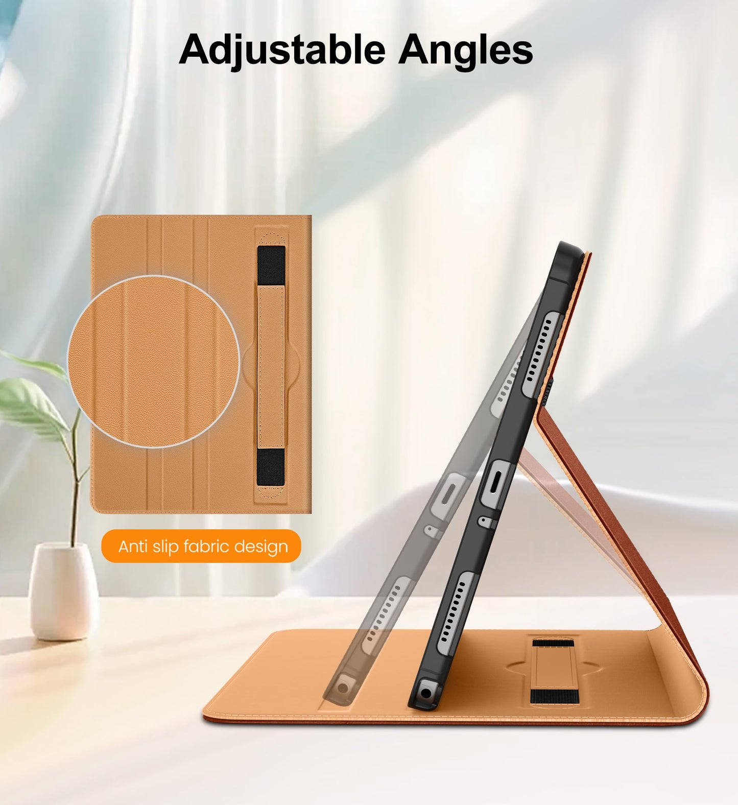 DTTO for Samsung Galaxy Tab A11+/A11 Plus/A9+ Plus 11 inch Case (2023/2026), Premium Leather Folio Stand Cover with Hand Strap for, Multi-Angle Viewing and Auto Wake/Sleep, Brown