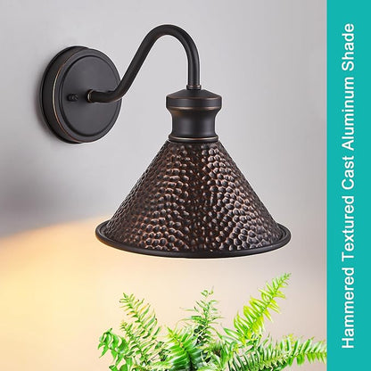 Gooseneck Outdoor Wall Light Fixtures, 2-Pack Farmhouse Barn Lights for Porch, Industrial Oil-Rubbed Bronze Exterior Wall Sconce for Garage, Patio, E26 Base Anti-Rust, Bulb not Included