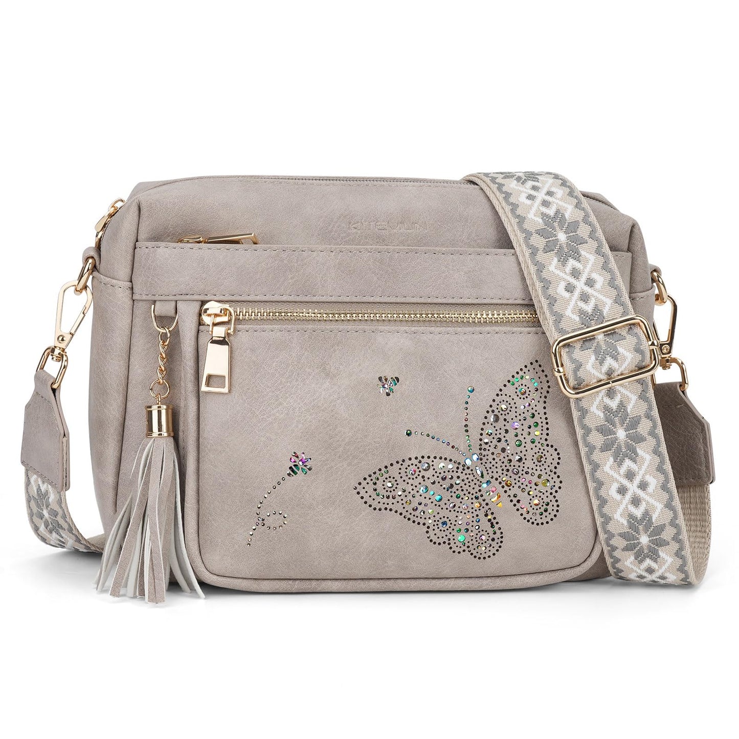 KITEVIUN Crossbody Bags for Women Trendy Leather Crossbody Purse Shoulder Handbags Butterfly Design