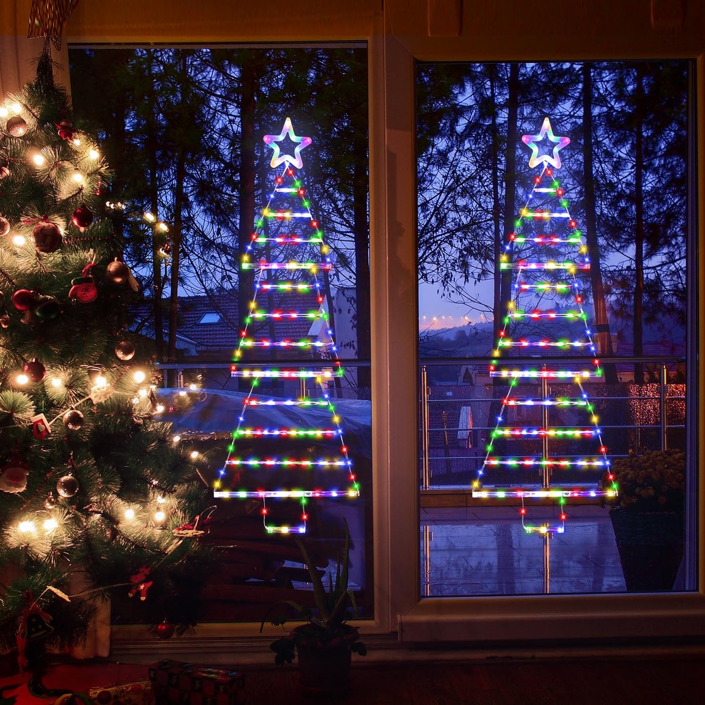 Outdoor Christmas Decorations Lights 4.6ft 175 LED Christmas Tree Ladder Lights with 8 Lighting Modes&Memory Function,Waterproof Christmas Tree Lights for Indoor Outdoor Home Wall Window