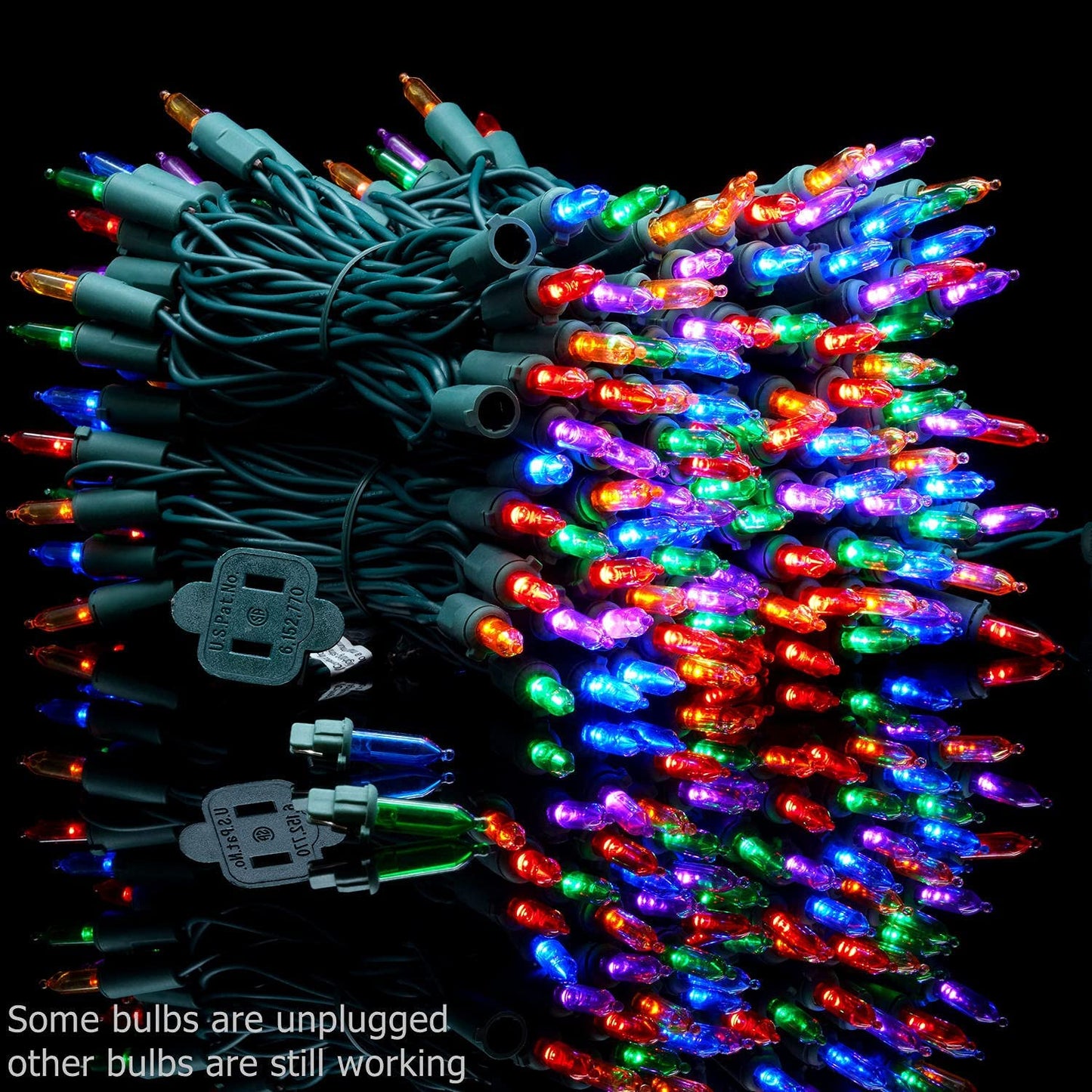 YULETIME 200 Multicolor LED Christmas Lights, 66 ft Green Wire String Light