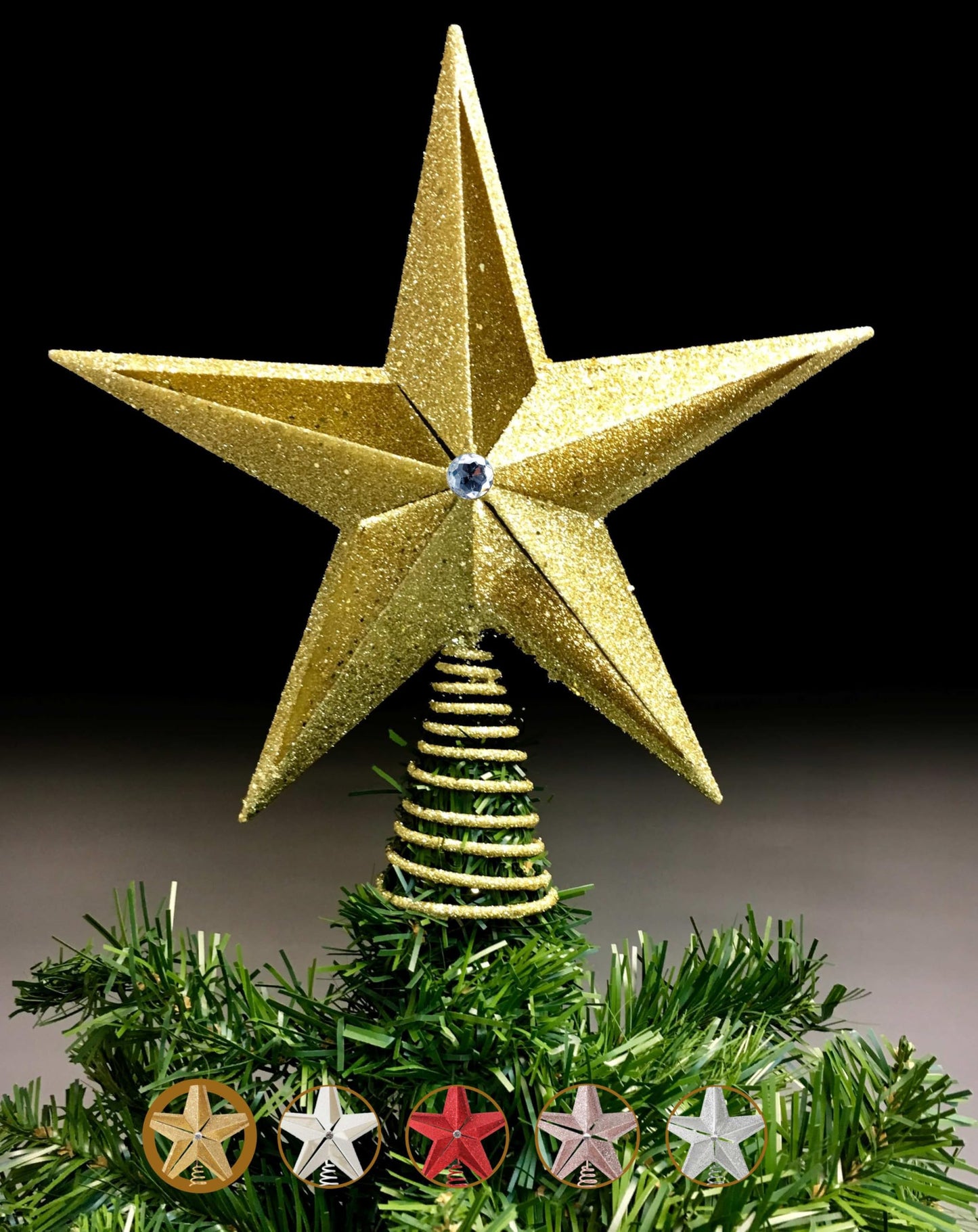 Christmas Traditions 10 inch Large Filigree Gold Glittered Christmas Star Tree Topper Star for Large Tree 6 feet-8 feet Tall/Home Decor Ornaments (Gold)