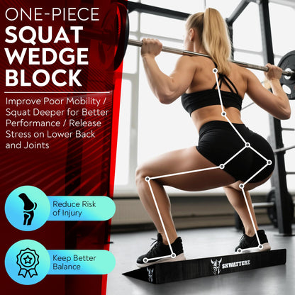 SKWATTERZ Slant Board Squat Wedge Boards For Exercise - ATG Workout Wedge With Anti Slip Sandgrip Layer Already Mounted - Calf Raise Block & Bulgarian Split Stand Squats wedges Incline - Heel Elevated Blocks