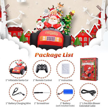 KLYLOP Remote Control Christmas Toy for Kids with Auto Inflate, 3.5FT Christmas Inflatables Santa Toys Car with 360°Rotation, Forward & Backward, Christmas Decor with Xmas BGM for Boys Girls Birthday