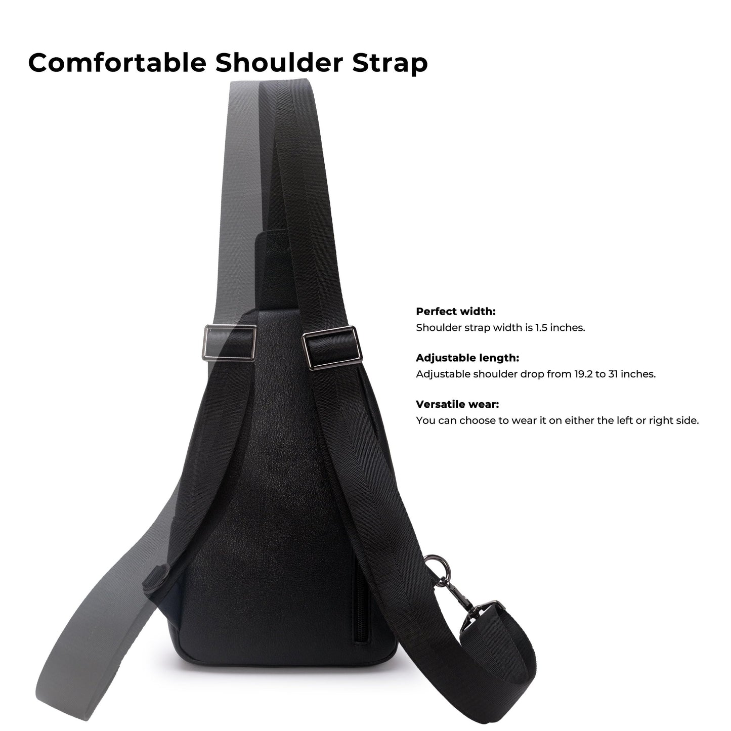 Alldaily Large Sling Bag for Women Crossbody Purse Leather Fashionable Trendy Chest Bag for Travel, Fanny Pack (Black)