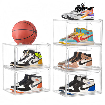 KOKOIN Magnetic Acrylic Clear Shoe Boxes – 360° Transparent Stackable Sneaker Storage & Organizer Box, Professional Shoe Display Case & Multipurpose Storage Bin for Closet (5pcs)