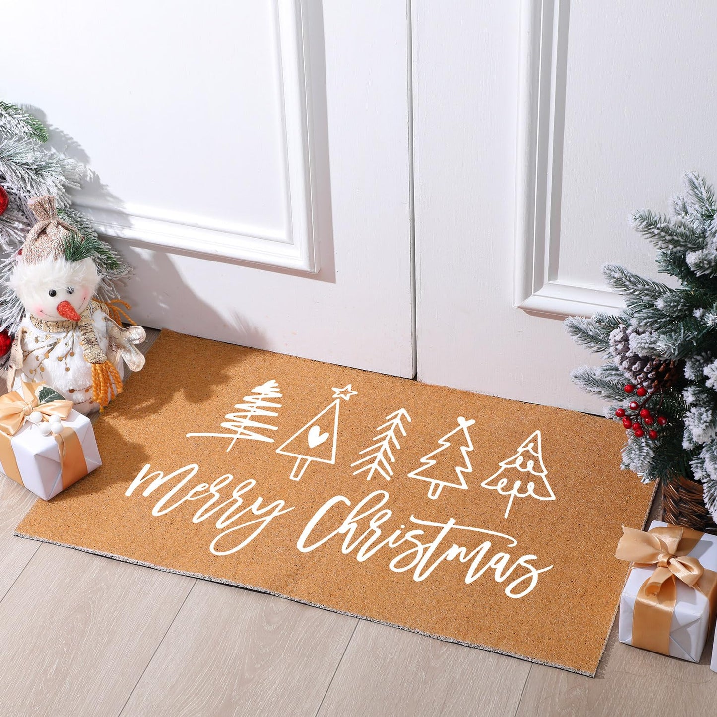 Yookeer 14 Pcs Winter Christmas Stencils for Door Mats Crafts Reusable Merry Christmas Welcome Winter Templates Large Stencil for Painting on Wood Sign Wall Doormat DIY Project