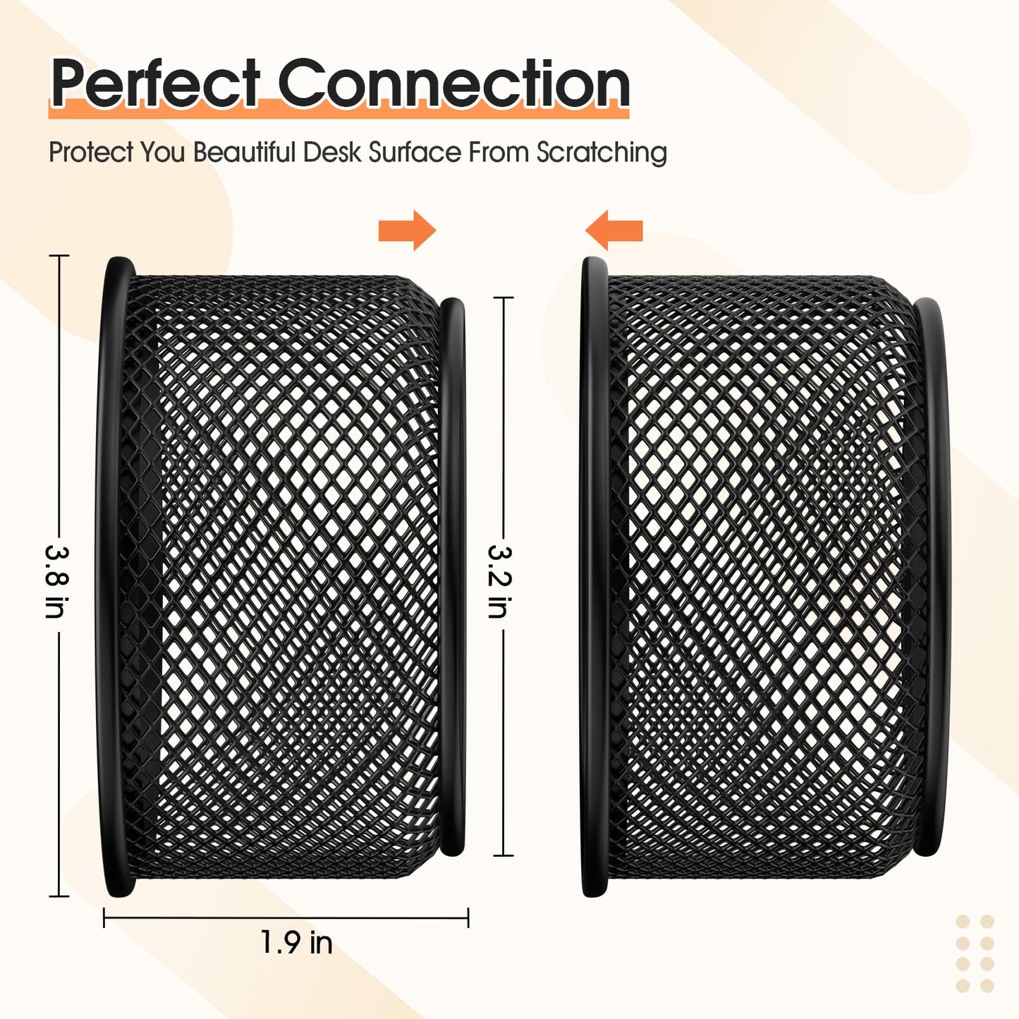 MaxGear Paper Clip Holder, Stackable PaperClip Organizer for Desk, 4 Pack Metal Mesh Paper Clip Holders with Non-Slip EVA Pad, Desk dispensers for Office Binder Box, Black