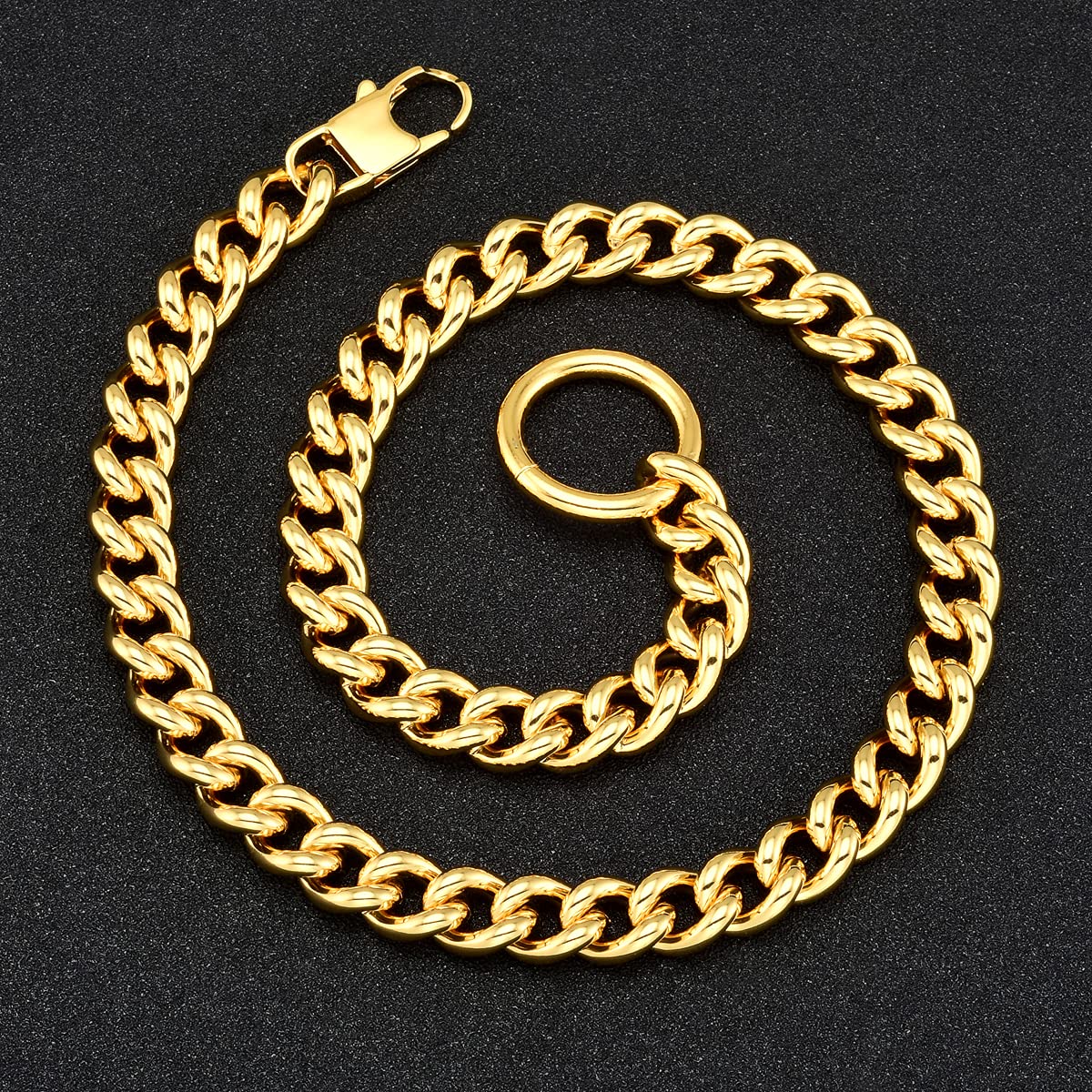 Jxlepe Womens Choker Chain 18K Gold Cuban Link Adjustable with O Ring Belt tail 0.4inch wide Punk Rock Stainless Steel Gift for her Sexy Pendant Xxxt.Necklace