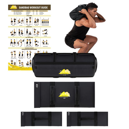 Sandbags for Working Out (Unfilled) - Enhance Your Fitness with Our Workout Sandbag, Versatile & Durable Sand Bags for Weight Training | 15-75 lbs Sand Bag for Exercise – Dark Gray - Guide Included