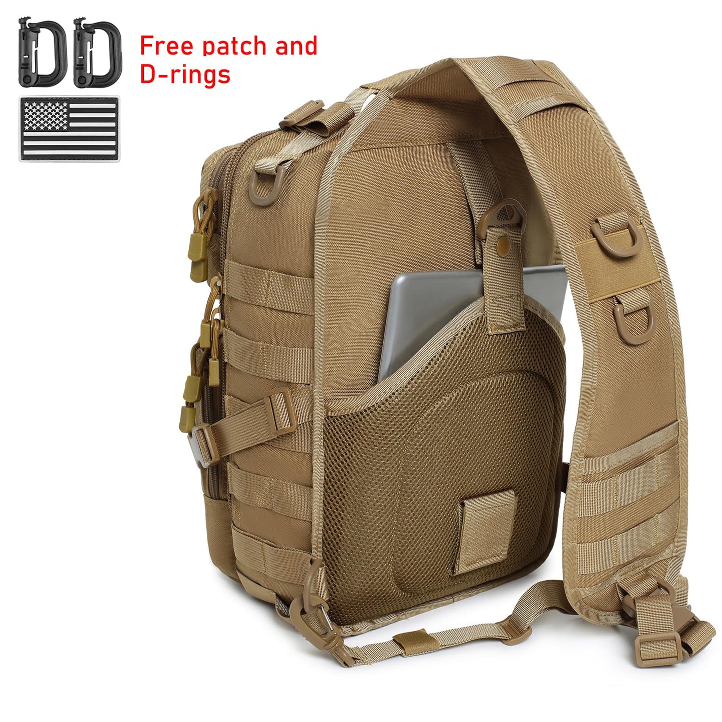 Lemubeane Tactical Sling Bag Backpack Military Rover Shoulder Sling Pack EDC Molle Assault Range Bag Crossbody Chest Pack (Coyote)
