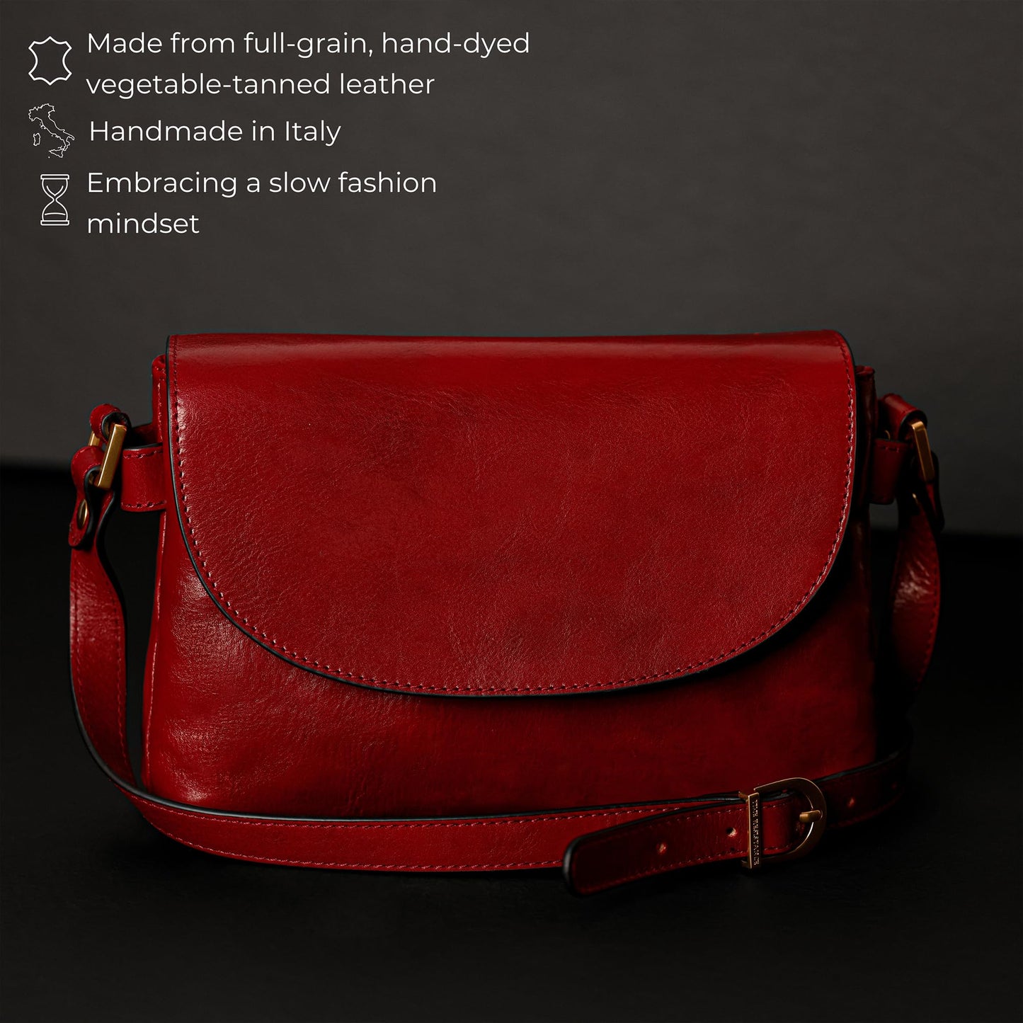 Time Resistance Leather Crossbody Bag for Women - Handbag, Shoulder Bag, Messenger Purse (Red) - Gift Box Included