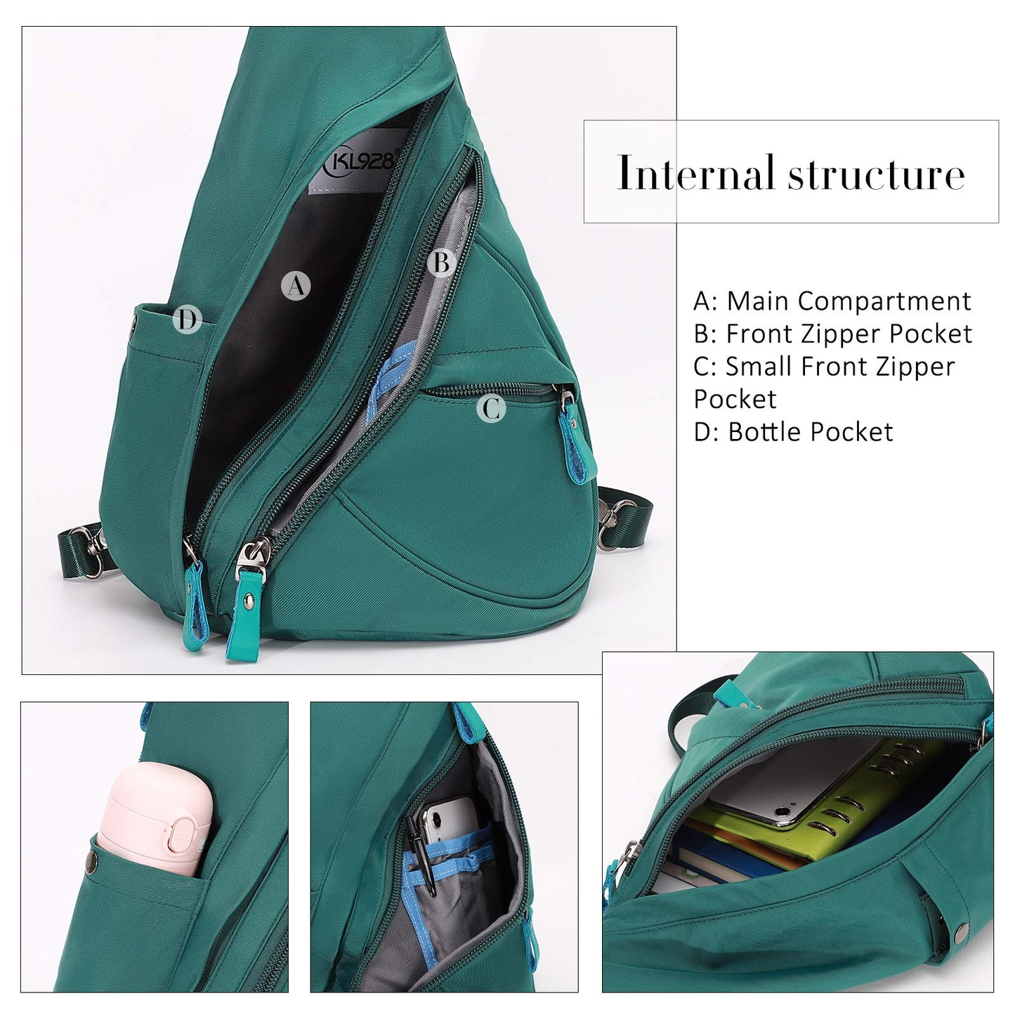 KL928 Nylon Sling Bag - Small Crossbody Backpack Shoulder Casual Daypack Multipurpose Rucksack for Men Women(Atrovirens)