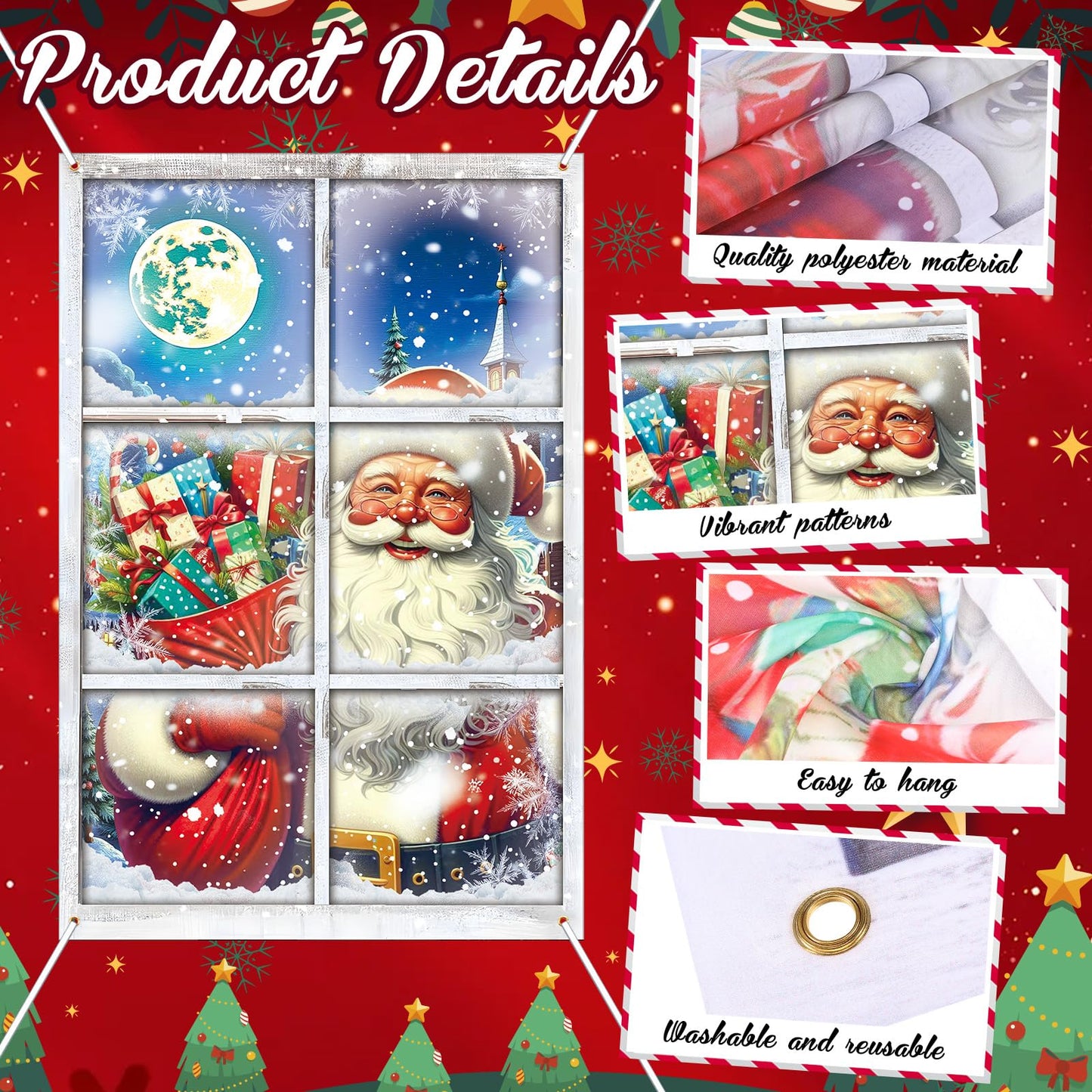 Patelai 4 Pcs Merry Christmas Curtain Cute Christmas Window Silhouette Decoration Snowflake Window Door Cover Holiday Xmas Poster Screen for Indoor Outdoor Party Decor(Snowman)