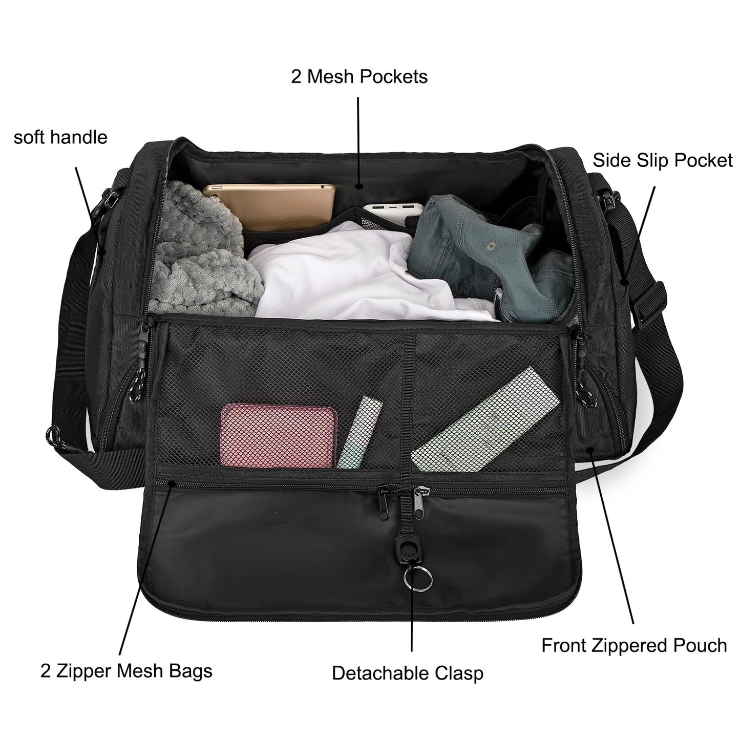 Gym Bag for Men,40L Large 3 in 1 Sports Duffle Bag with Shoes Compartment and Wet Pocket,Travel Backpack Weekender Overnight Bag for Travel, Gym, Sports