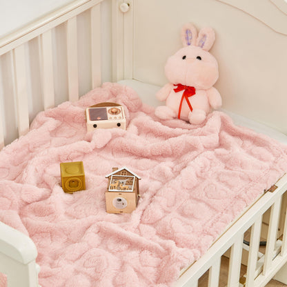 Yurhap Fleece Baby Blanket Heart Checkered Blanket, Ultra Soft Cozy Baby Blankets for Girls Boys, Fluffy Infant Toddler Newborn Receiving Blankets for Crib Stroller 30”×40” (Light Pink)