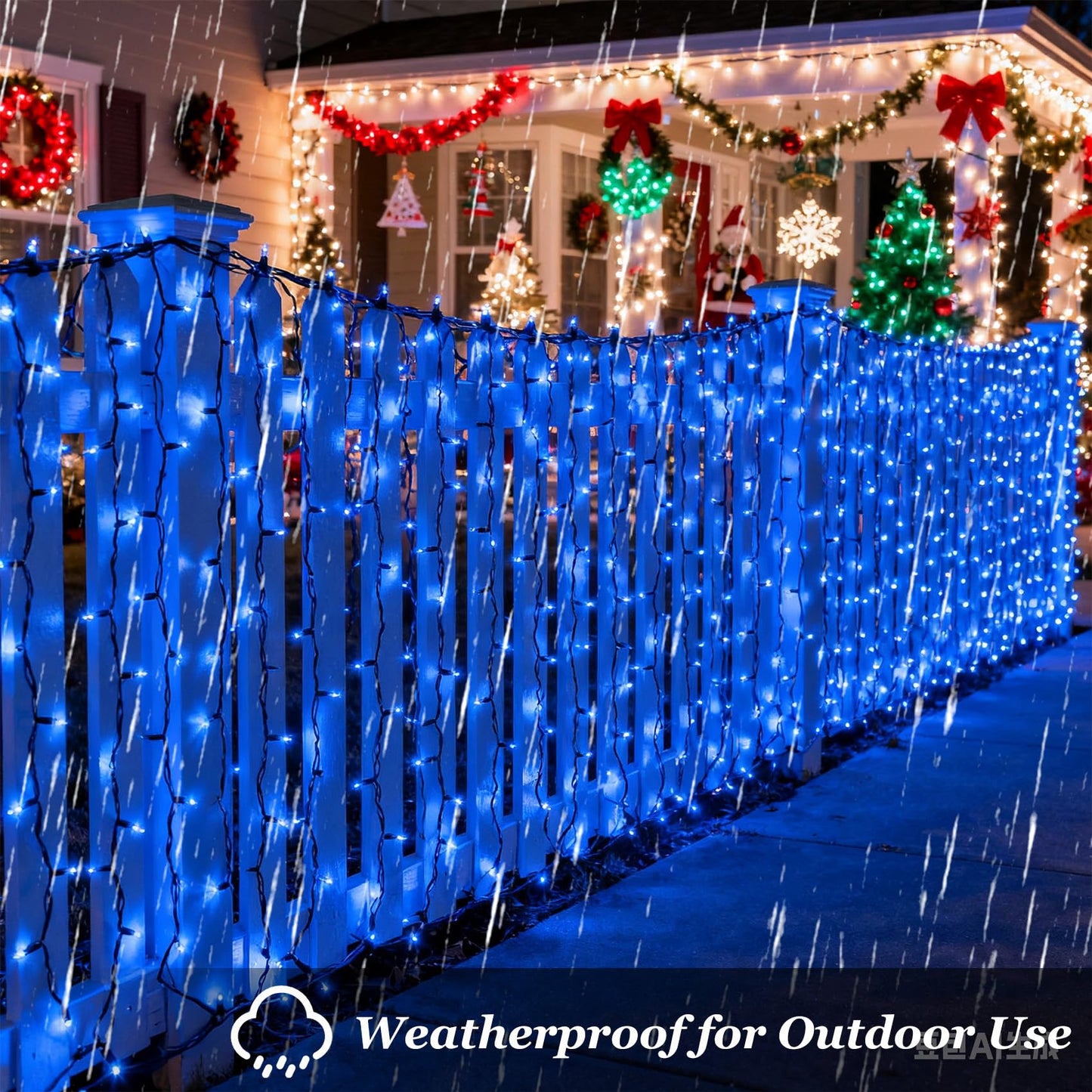 300 LED Blue Birthday Party Decorations String Lights with 12 Modes Timer Dimmable, Waterproof Connectable Christmas Tree Lights, 75FT Fairy Lights for Bedroom, Outside, Ocean Party, Xmas Decor