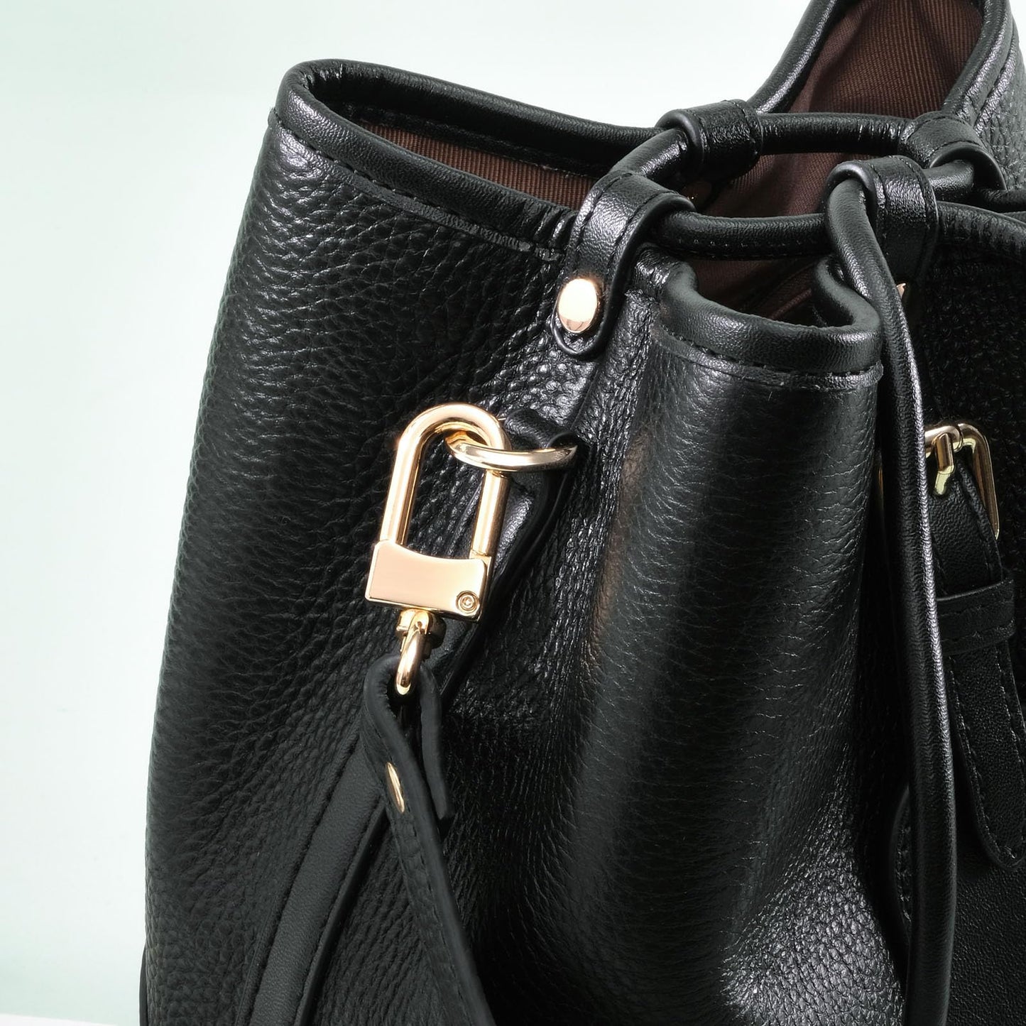 VanEnjoy Full Grain Leather Shoulder Strap Replacement with 2 Square Locks -Extended Version(Gold)