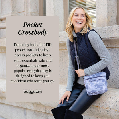 Baggallini Pocket Crossbody Bags for Women 8x8 Small Lightweight Durable Water-resistant Travel Purse W/Rfid