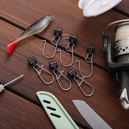Sumind Black 50 Pieces Fishing Line Sinker Slides with Duo Lock Fishing Clips with Hooked Sinker Line Connector Tackle