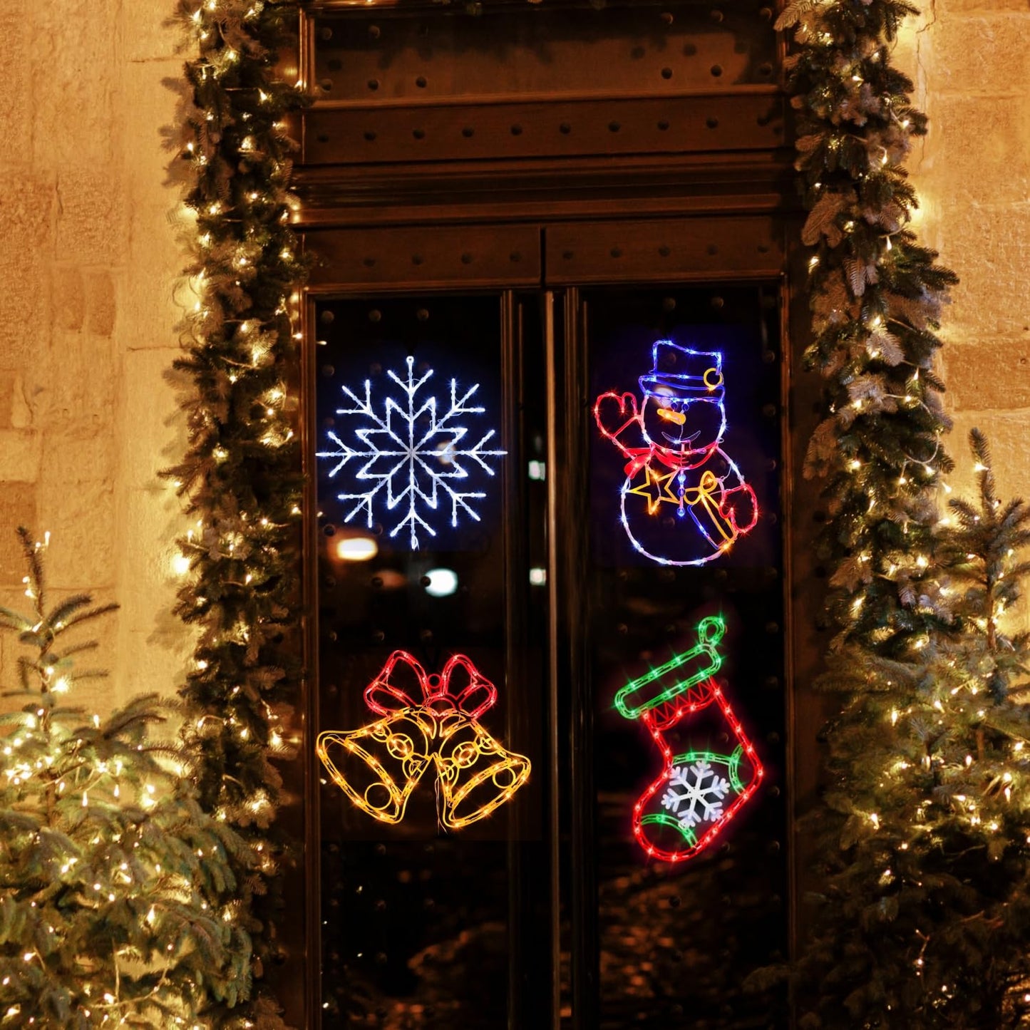 Pytopkto 16" Christmas Window Silhouette Lights Decorations