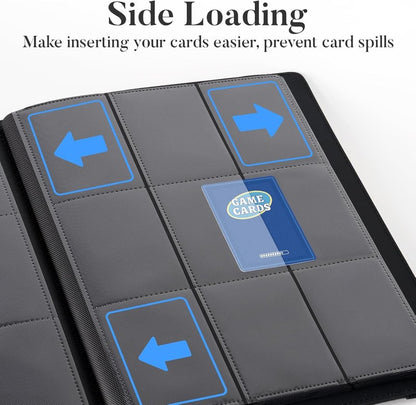 Premium 9 Pocket Card Binder - Sturdy PU Cover Trading Card Album for 360 Cards | Sleek Orange Holder for Game & Sports Cards