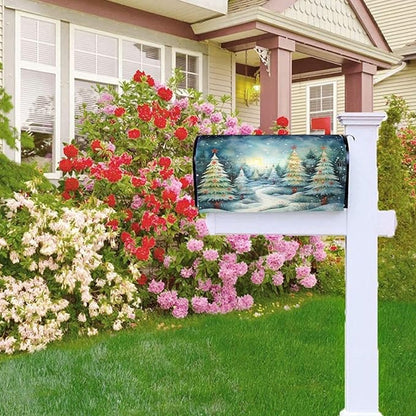 DADABULIU Mailbox Covers Christmas Tree Watercolor Winter Forest Christmas Tree Watercolor Winter Forest Magnetic Letter Post Box Cover Standard Size 21 x 18 Inch Garden Yard Home Decorative