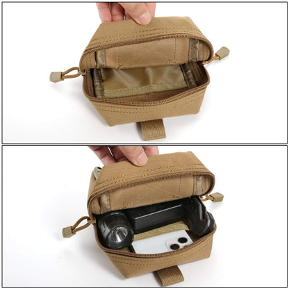 FRTKK 2 Pack Molle Pouches - Tactical Compact Water-Resistant EDC Pouch Small Utility Pouch Bags (Patch Included) (2 Pack-Tan)