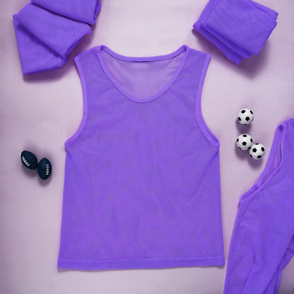 Sintege 12 Pcs Soccer Pinnies Pennies Jersey Scrimmage Vest Sports Practice Jersey Mesh Basketball Vest for Youth Adult Kids(Medium,Purple)