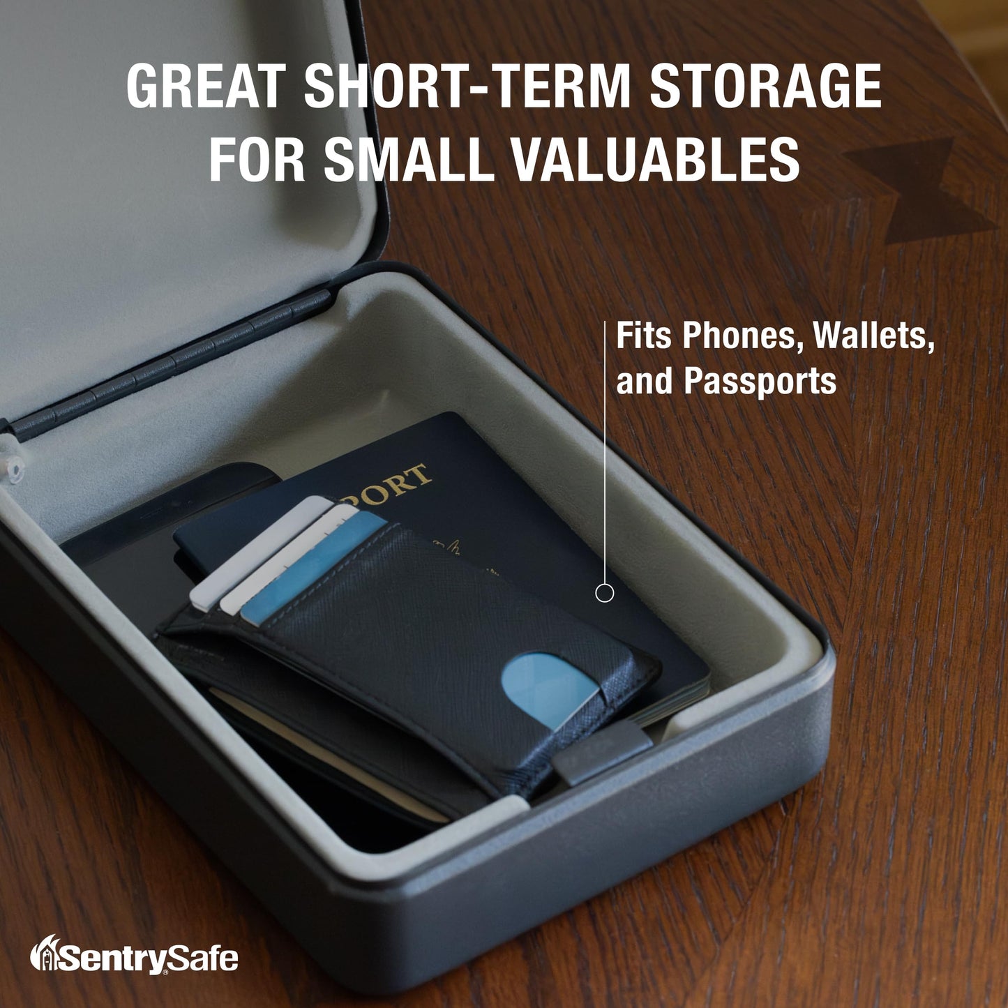 SentrySafe Mini Safe is a Lock Box with Key Lock for Office or Dorm that Secures Money, Passports, or Other Small Valuables, Exterior: 2.6 H x 5.9 W x 8.0 inches, P005K