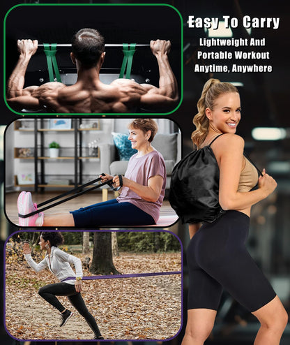 TREKONPEAK Resistance Bands for Working Out, 5-Levels Exercise Band Set, Pull Up Assistance Bands-Strength Training Physical Therapy Stretching Women Men Home Gym
