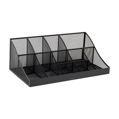 Mind Reader Cup and Condiment Station, Countertop Organizer, Coffee Bar, Kitchen, Stirrers, 17.875"L x 9.5"W x 6.625"H, Black