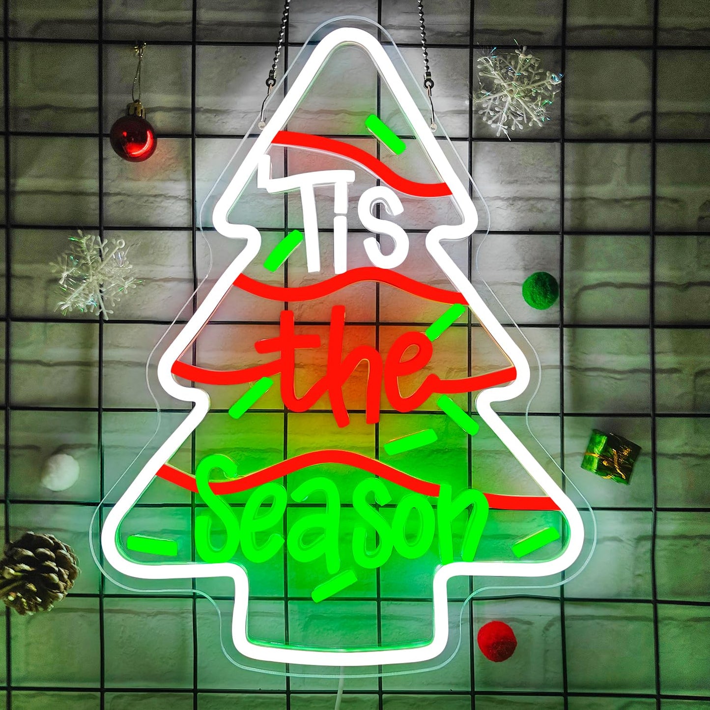 Christmas Tree Cake Neon Sign Christmas Neon Sign for Wall Decor Tis The Season Led Sign Xmas Tree Cakes Neon Light Up Signs for Holiday Door Window Bedroom Party Home Xmas Gift Winter Bar Porch