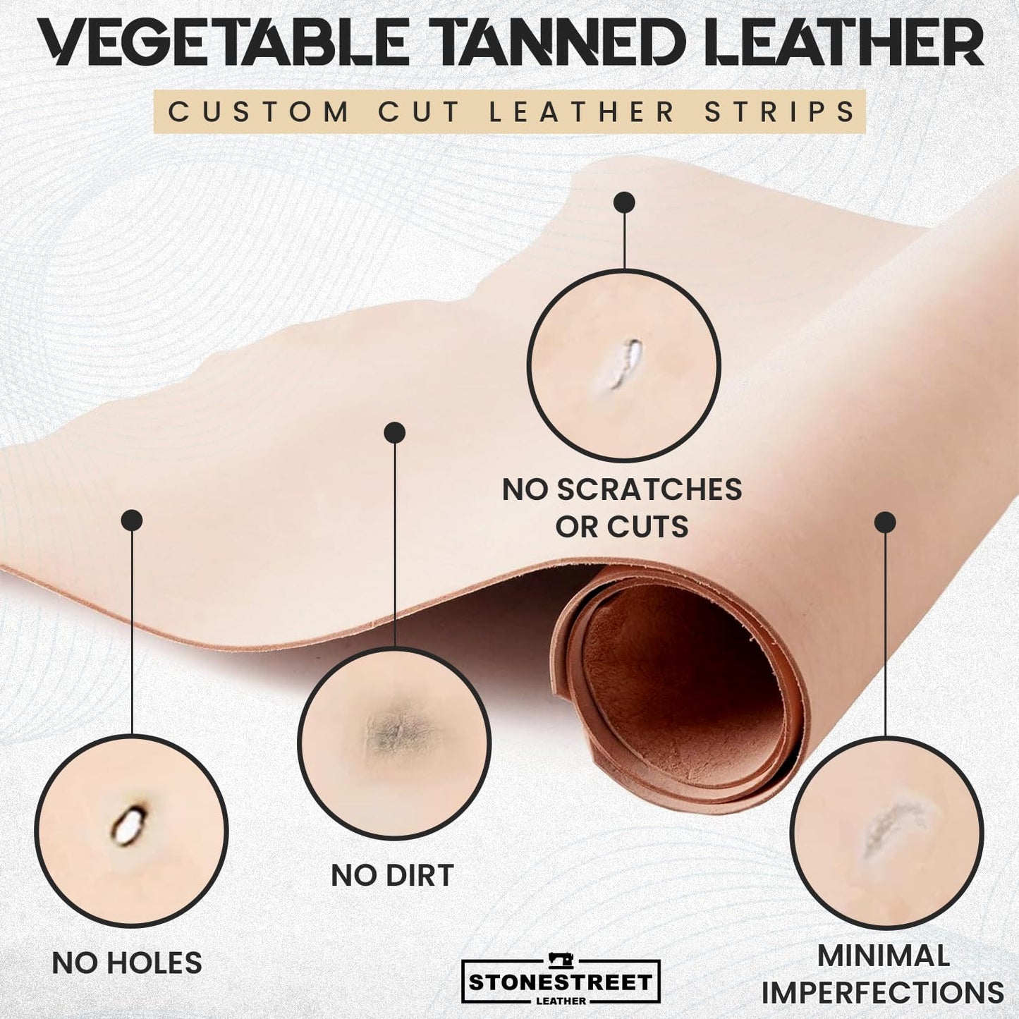 Stonestreet Premium Natural Import Vegetable Veg Tan Tooling Stamping Carving Full Grain Cowhide Leather Strips Belt Blanks Straps 48" - 52" Length (3" 8-9 oz / 3.2-3.6mm)
