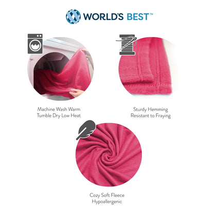 Wolf Essentials Cozy-Soft Microfleece Travel Blanket, 50x60 Inch, Lightweight, Compact, Perfect for Airplane and Car, Pink