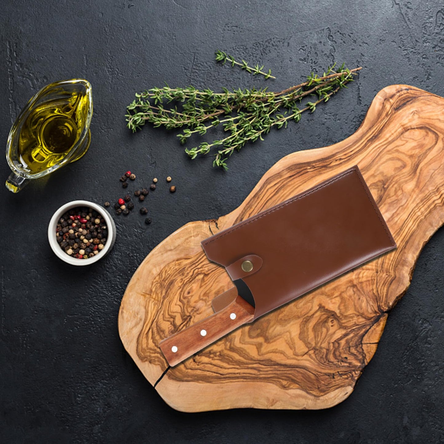 Mobestech Artificial Leather Kitchen Knife Cover Protective Case for Chef and Meat Cleavers Compact Knife Protector with Stylish Design 9.76X4.72In