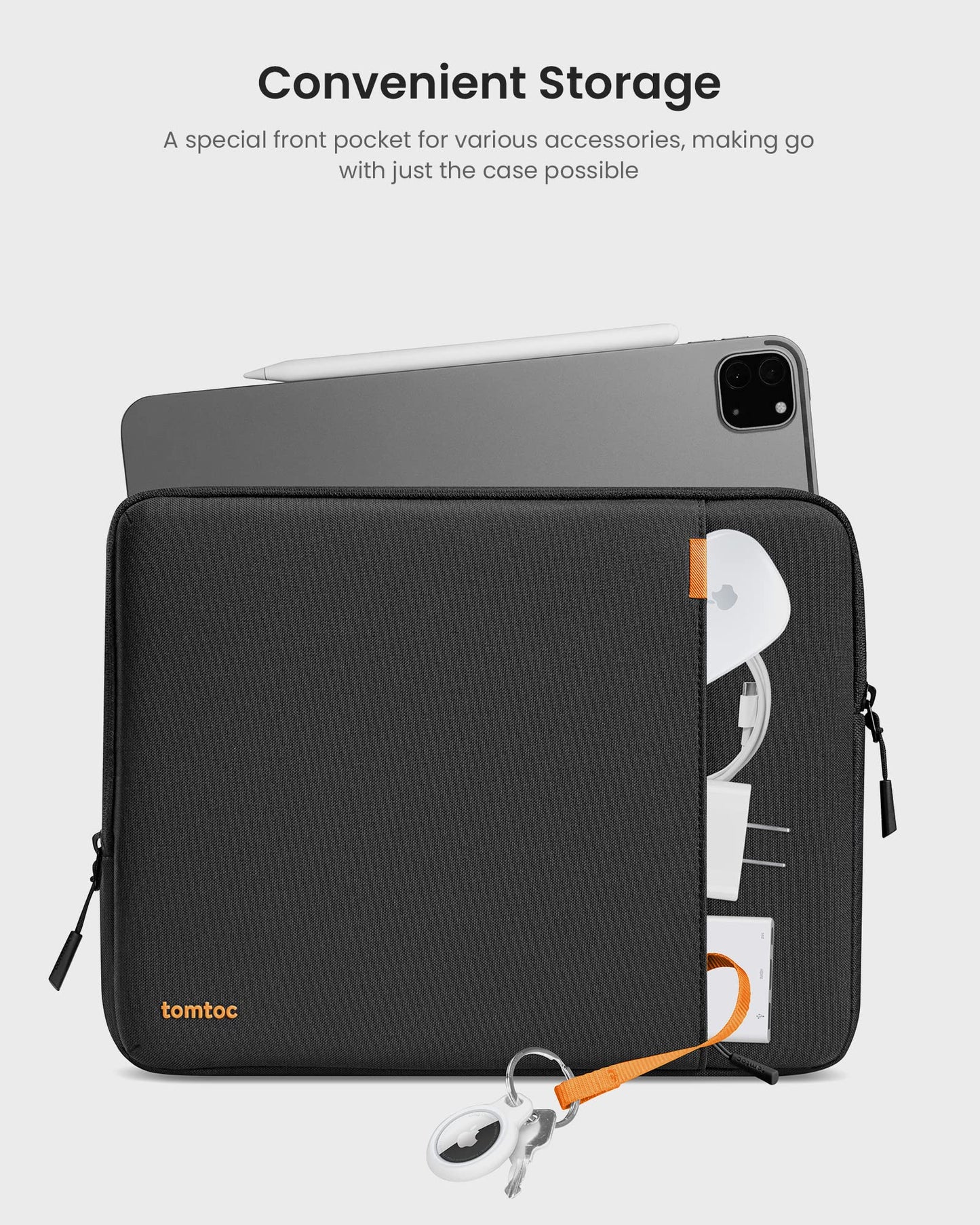 tomtoc 360 Protective Tablet Sleeve for 13-inch iPad Air 2026 (M4/M3/M2), iPad Pro 13-inch (M5/M4), 12.9-inch iPad Pro (6th/5th/4th/3rd Generation) with Magic Keyboard, Water-Resistant iPad Case Bag