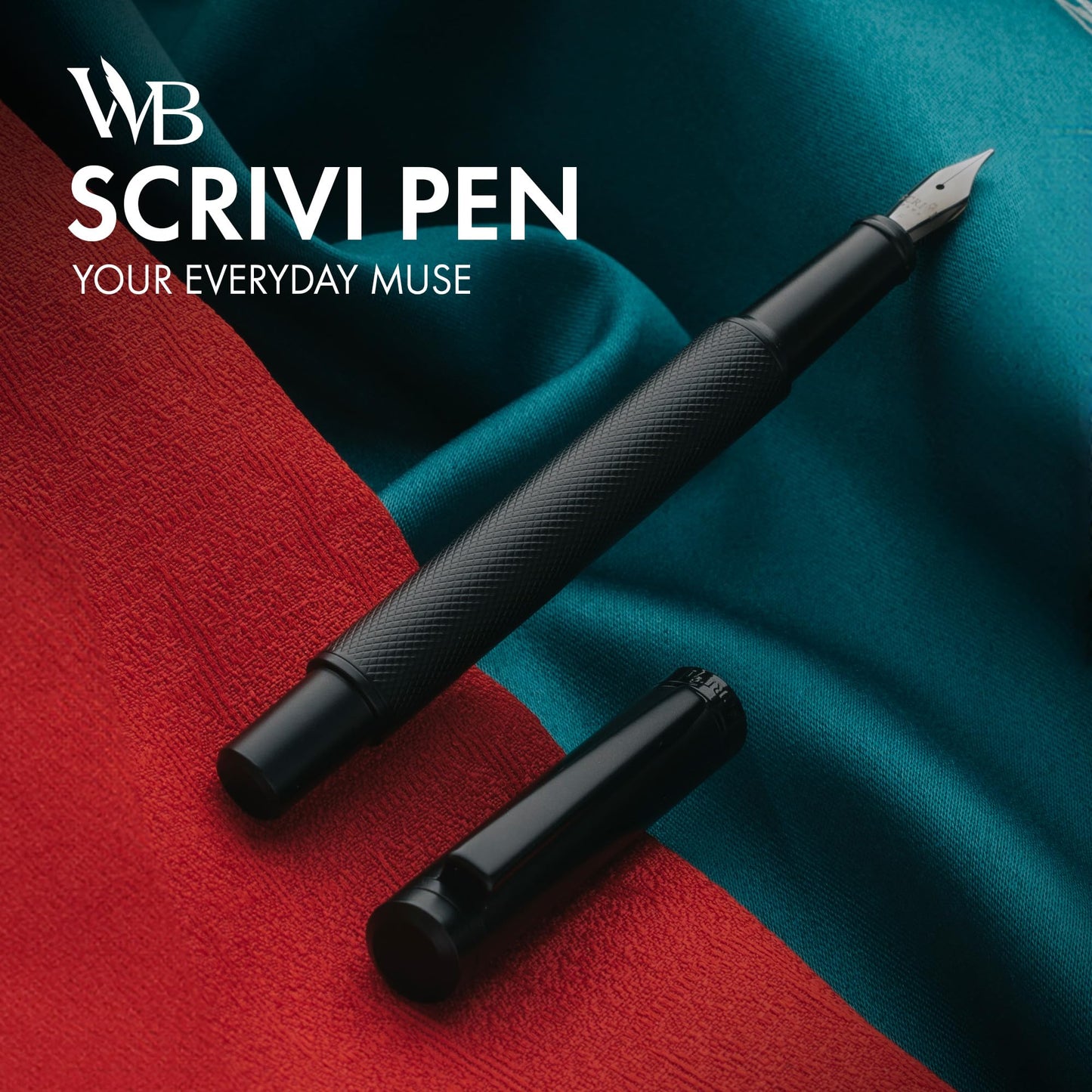 Scrivi Pens Luxury Fountain Pen Set-[Black] Fountain Pens for Writing - Smooth Extra Fine Nib - Includes Refillable Ink Converter, 5 Ink Cartridges [Black & Blue], Gift Box - Elegant Calligraphy