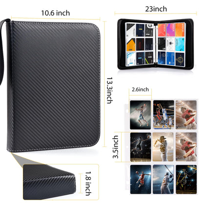 WOT I Trading Card Binder, 900 Pockets Sleeves with Zipper, Double Sided Pockets Card Holder Carry Case for Baseball Card, Football Card