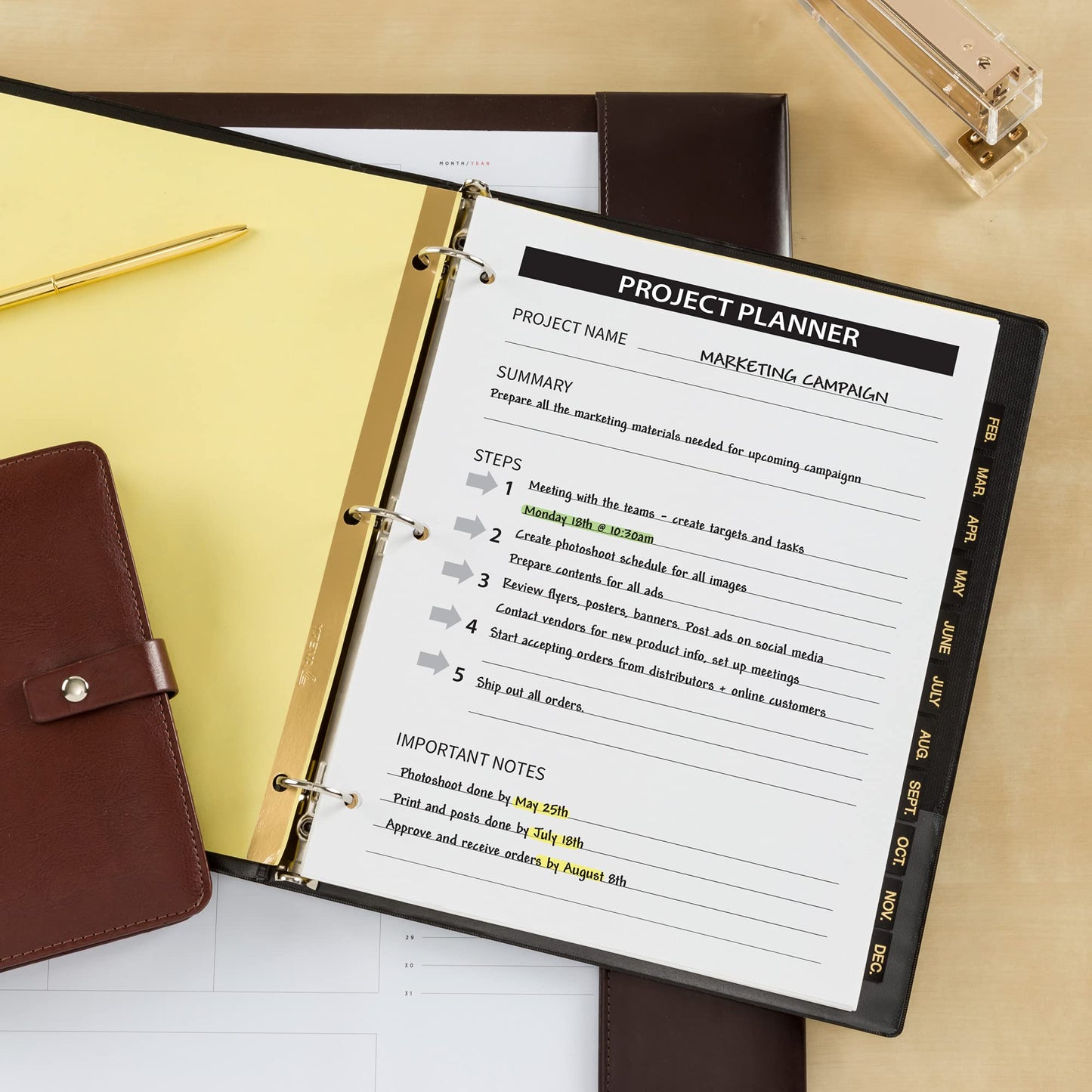 Avery Jan-Dec Dividers for 3 Ring Binders, 12 Tabs per Set, Pre-Printed Black Leather Tabs, Great for Organizing Records, Reports, Finances, and Other Important Documents (3 Sets of 26180)
