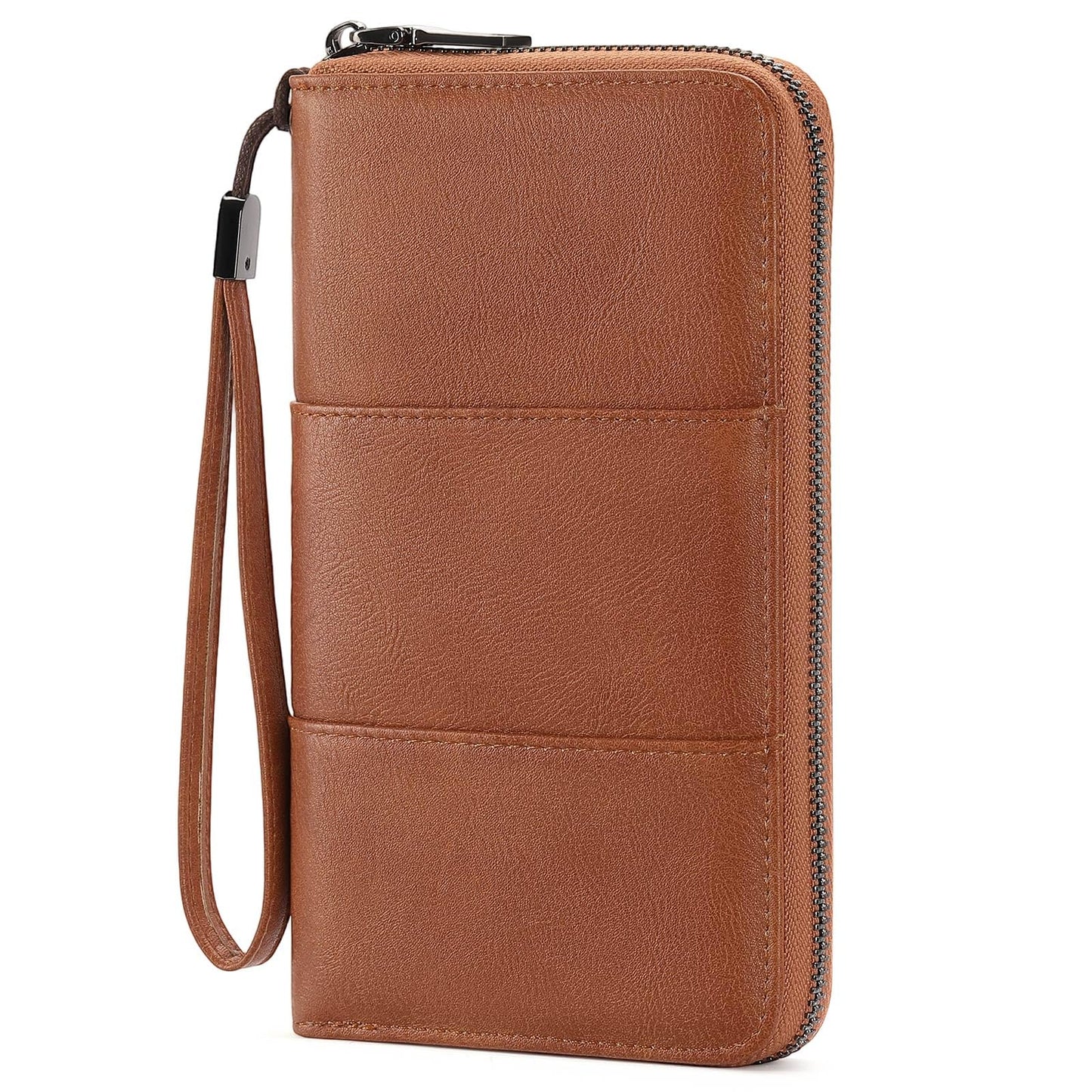 LEEXTON RFID Blocking with Zipper Travel Passport Wallet,Travel Document Organizer for Men and Women Family Holder with Wrist Strap
