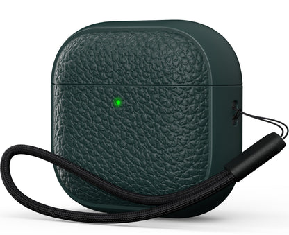 R-fun for Airpods 4 Case, Soft TPU (Leather-Like Design) Drop Protection Cover for Men and Women with Lanyard and Cleaner Kit, Compatible with Apple Latest Airpods 4th Gen(USB-C)(2024)-Green