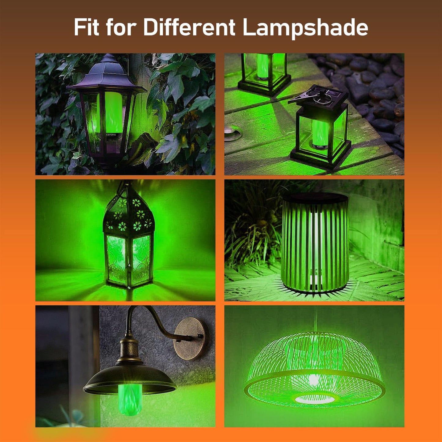 Vicstone Upgraded LED Flame Light Bulbs Christmas Decorations, 4-Mode Flickering Light Bulbs with Upside Down Effect, E26 27 Fire Light Bulb for Porch Party Patio Home Halloween Indoor Outdoor, Green