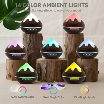 Essential Oil Diffuser for Home 500ML, Ultrasonic Large Diffuser Oil Machine with Remote Control, Aromatherapy Diffusers for Home Office Room, Aroma Diffuser with 14 Color LED & 2 Mist Mode, Brown