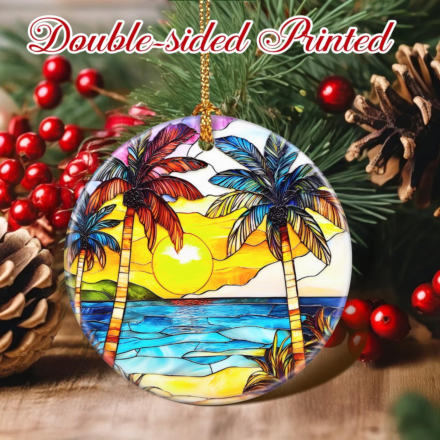 Christmas Ornaments: Christmas Tree Decorations, Beach Sunset Holiday Decor, Stocking Stuffers, Gift Ideas, Xmas Gift, Summer Vibes Gifts & Gifts for Beach Lover