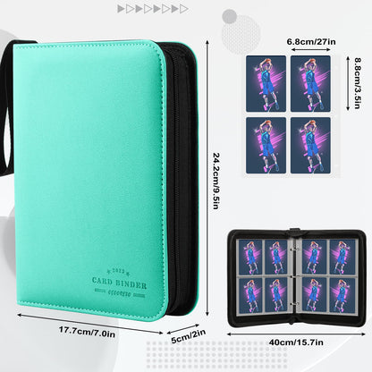 CECOKESO Baseball Card Binder, 4 Pockets Trading Card Accessories Folder, 400 Pocket Sports Card Binder for Yugioh, MTG and Other TCG,2023 Commemorative Edition Card Book (GREEN-X)